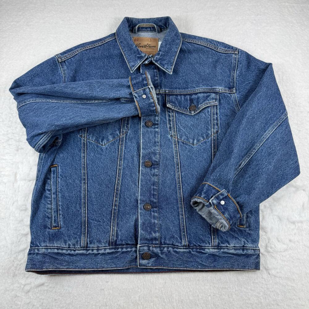 Levi Strauss Signature Jacket Womens Size XL Blue Denim Standard Trucker Classic